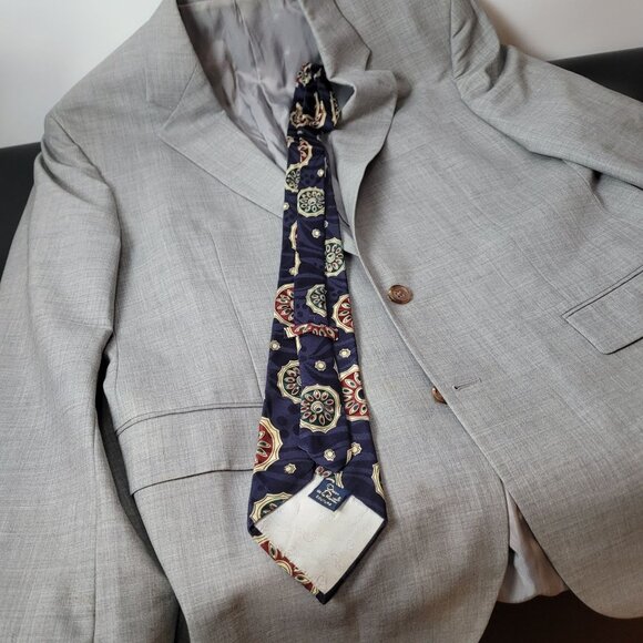 Oscar De La Renta Couture Silk Tie With Geometric Pattern - Picture 8 of 8